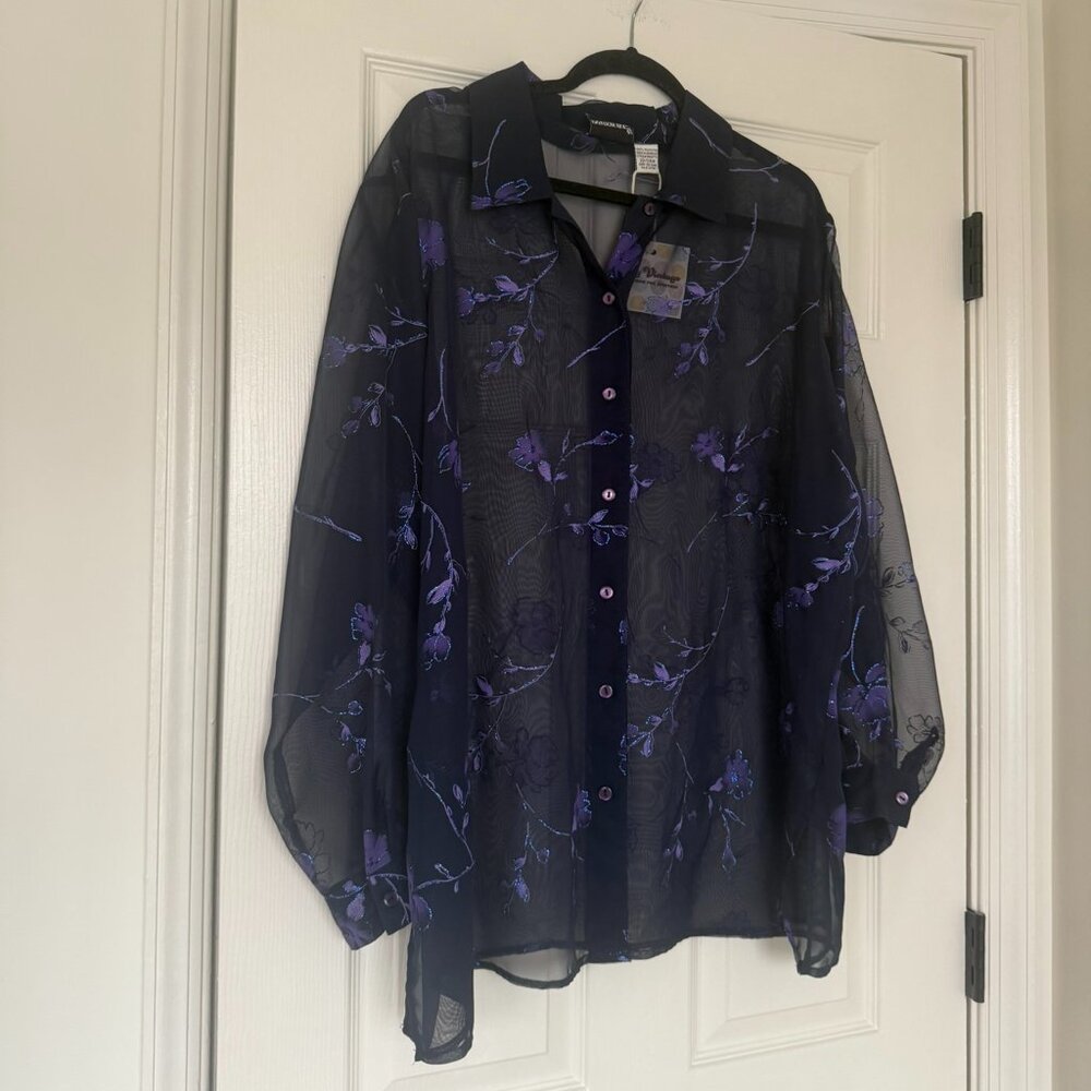 vintage sheer shirt with sparkly detailing (plus size)